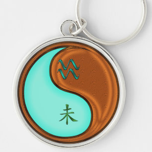 Aquarius & Wood Goat Keychain