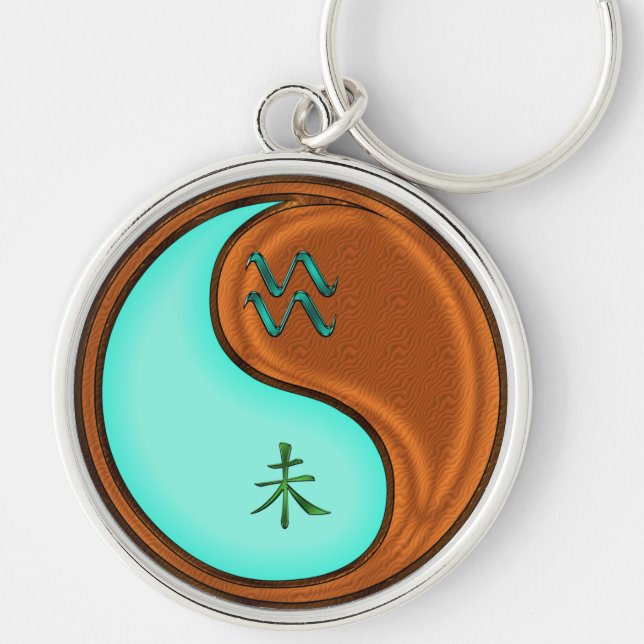 Aquarius & Wood Goat Keychain (Front)