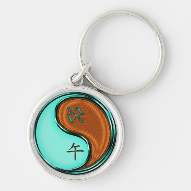Aquarius & Wood Horse Keychain (Front)