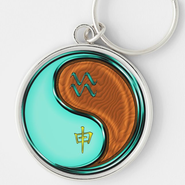 Aquarius & Wood Monkey Keychain (Front)