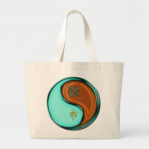 Aquarius & Wood Monkey Large Tote Bag