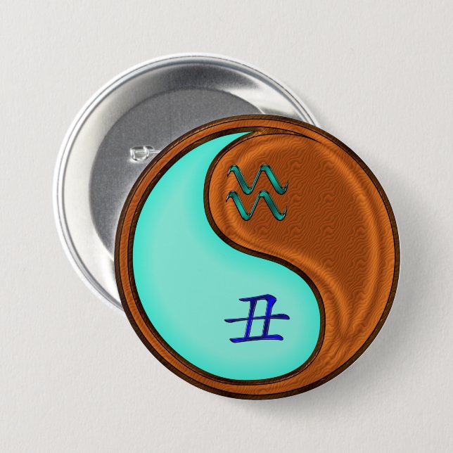 Aquarius & Wood Ox 3 Inch Round Button (Front & Back)