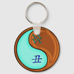 Aquarius & Wood Ox Keychain
