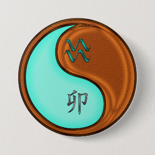Aquarius & Wood Rabbit 3 Inch Round Button