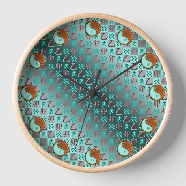 Aquarius & Wood Rabbit Clock (Front)