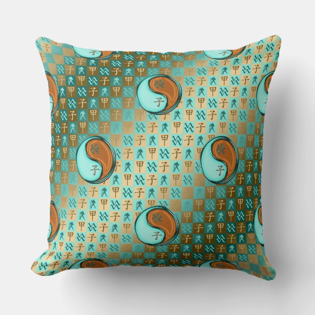 Aquarius & Wood Rat Throw Pillow (Front)
