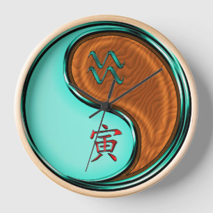Aquarius & Wood Tiger Clock