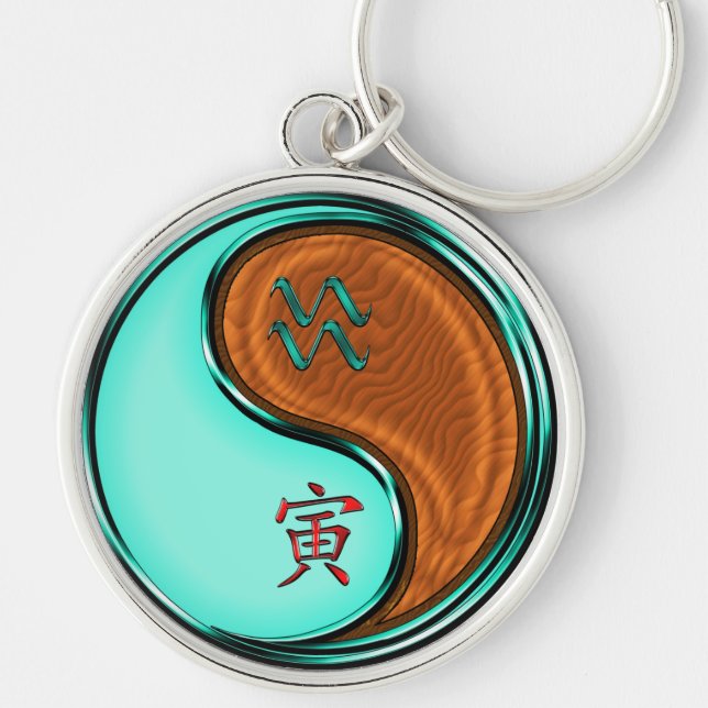 Aquarius & Wood Tiger Keychain (Front)