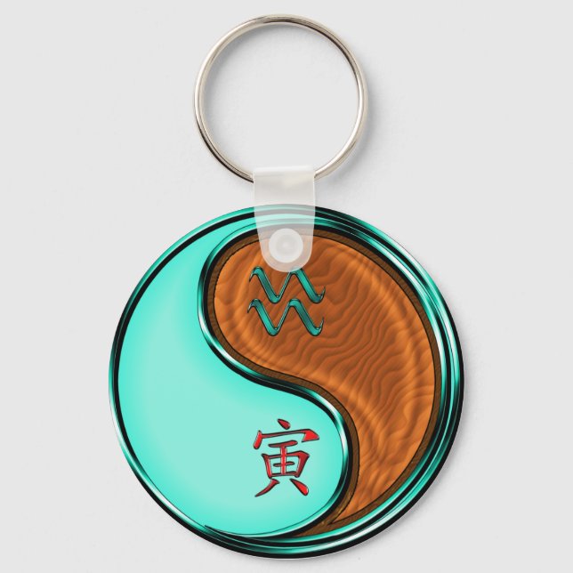 Aquarius & Wood Tiger Keychain (Front)