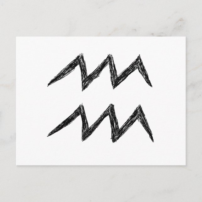 Aquarius. Zodiac Astrology Sign. Black. Postcard (Front)