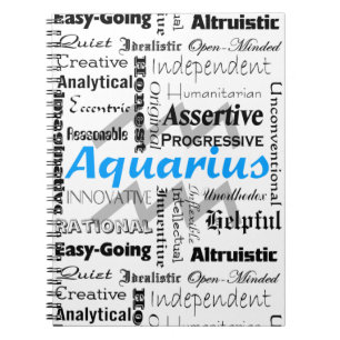 Aquarius Zodiac Astrology Traits Collage Notebook