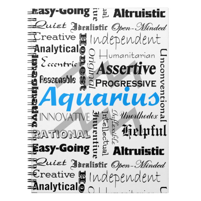 Aquarius Zodiac Astrology Traits Collage Notebook (Front)