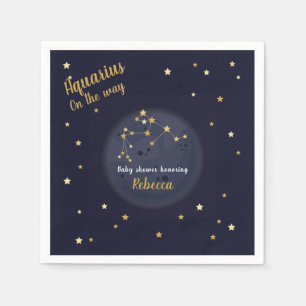 Aquarius zodiac baby shower napkin