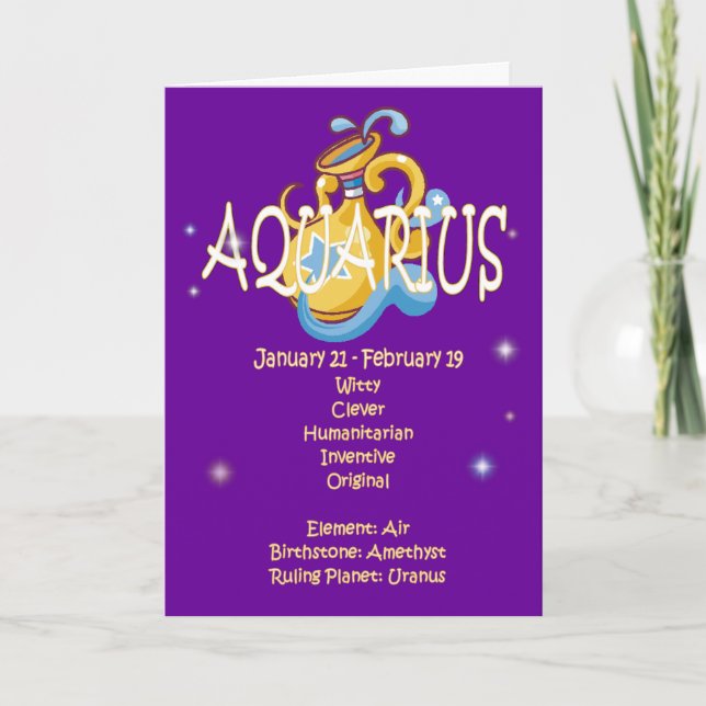 Aquarius Zodiac Birthday Card (Front)
