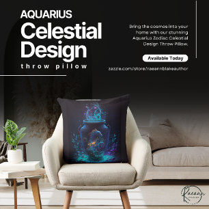 Aquarius Zodiac Celestial Design Throw Pillow