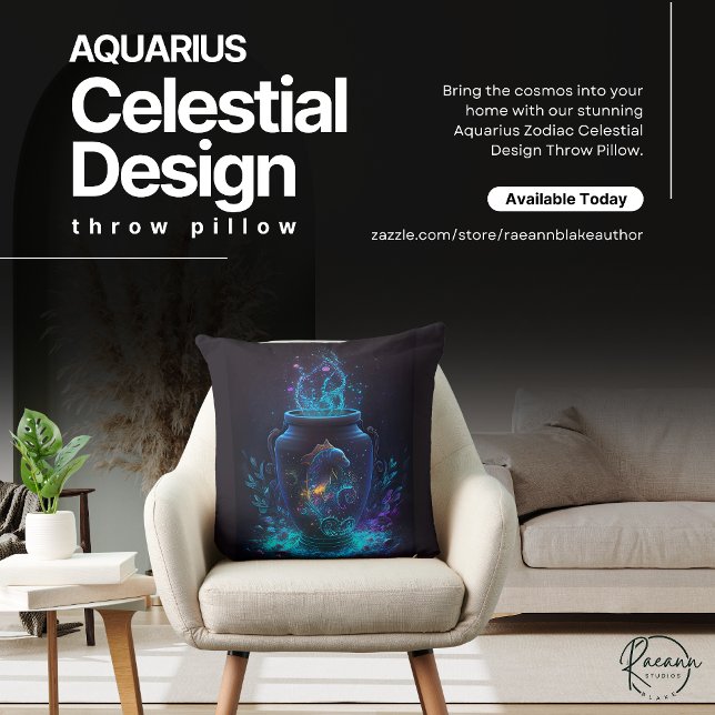 Aquarius Zodiac Celestial Design Throw Pillow (Creator Uploaded)