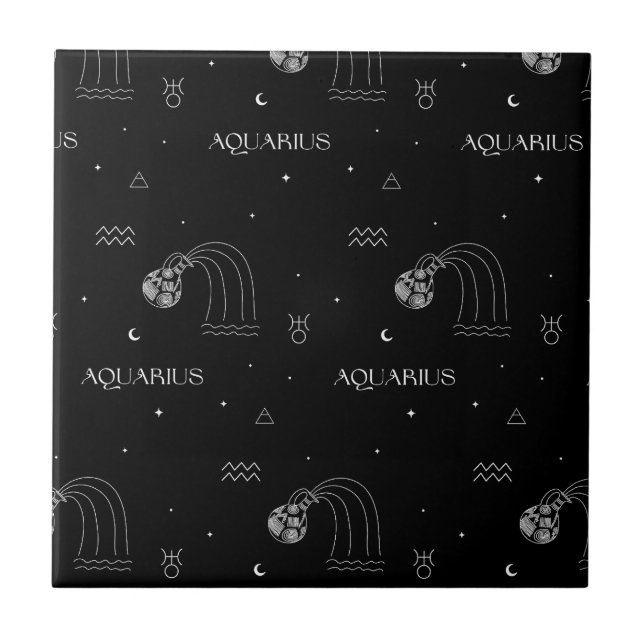 Aquarius Zodiac - Celestial Water Bearer (1) Tile (Front)