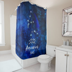 Aquarius Zodiac Constellation Blue Galaxy Monogram