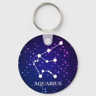 Aquarius Zodiac Constellation Design Keychain