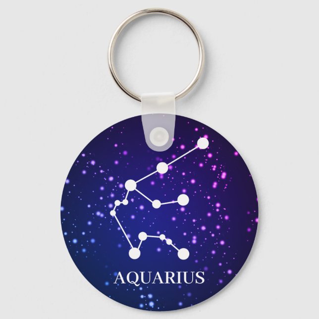 Aquarius Zodiac Constellation Design Keychain (Front)