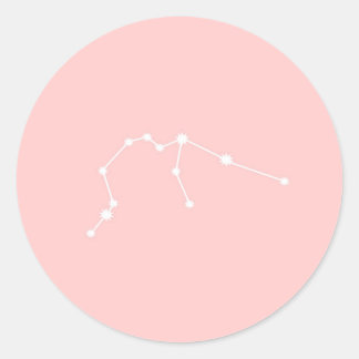 Aquarius Zodiac Constellation Modern Pink Classic Round Sticker