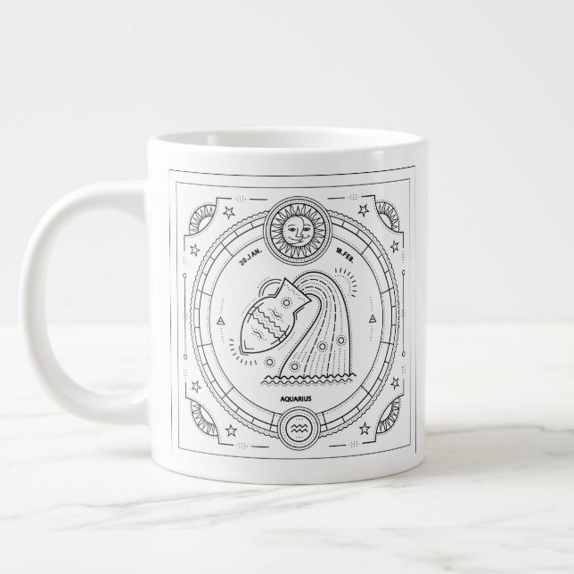 Aquarius Zodiac Custom Anniversaire Mug (Gauche)