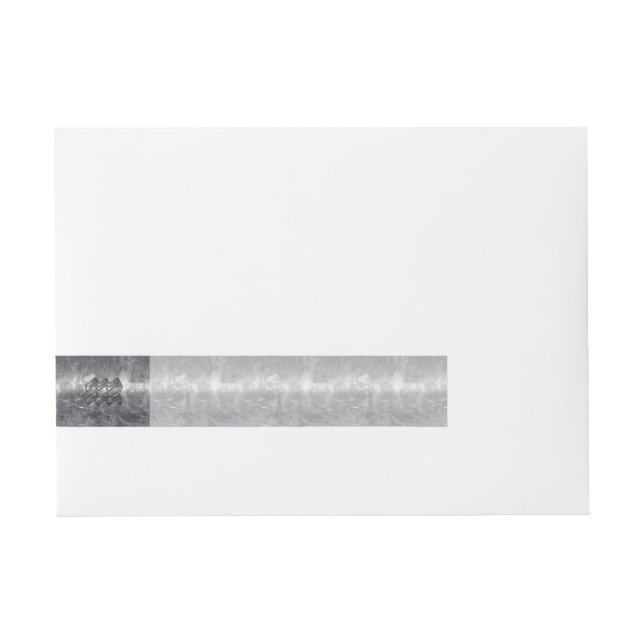 Aquarius Zodiac Distressed Silver Steel Style Wraparound Address Label (Front)