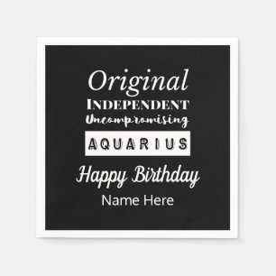 Aquarius Zodiac Fun Characteristics Birthday Napkin