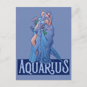 Aquarius Zodiac Goddess Belly Dancer Art Birthday Postcard