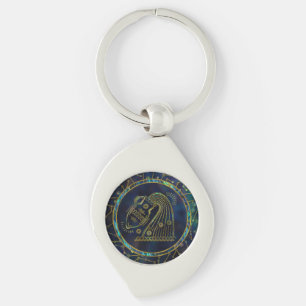 Aquarius Zodiac Gold Abalone on Constellation Keychain