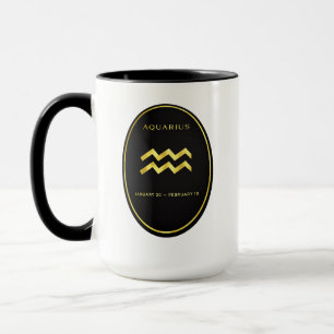 Aquarius Zodiac Gold Oval Emblem Mug Luxury Astr