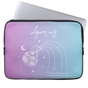 Aquarius zodiac horoscope star sign gradient laptop sleeve