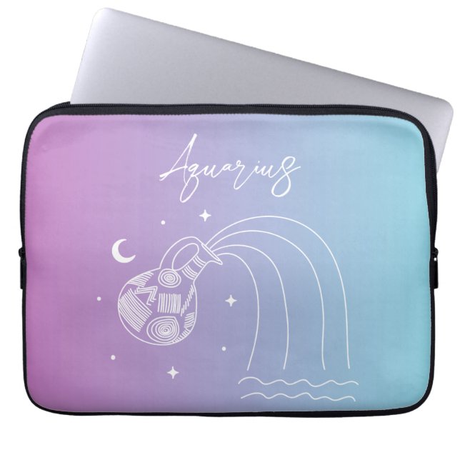 Aquarius zodiac horoscope star sign gradient laptop sleeve (Front)
