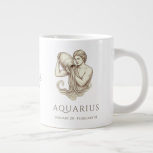 Aquarius Zodiac Personalized Name & Birth Date Large Coffee Mug