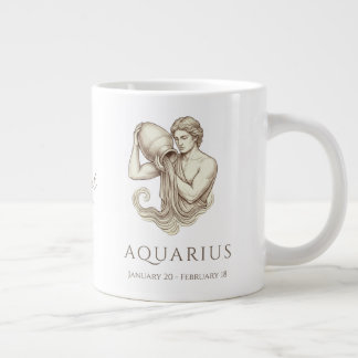 Aquarius Zodiac Personalized Name & Birth Date Large Coffee Mug