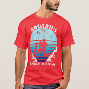 Aquarius Zodiac  Retro Starry Night  T-Shirt