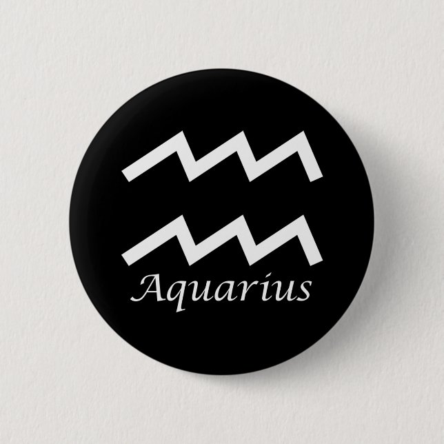 ‘Aquarius’ Zodiac Sign 2 Inch Round Button (Front)