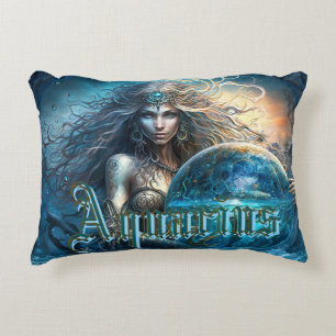 Aquarius Zodiac Sign Accent Pillow