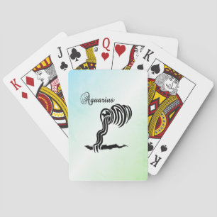 Aquarius Zodiac Sign and Symbol Blue Green Playing Cards
