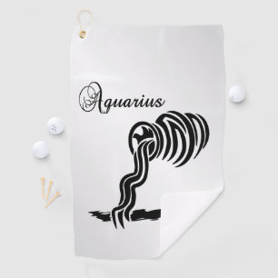 Aquarius Zodiac Sign and Symbol Golf Towel