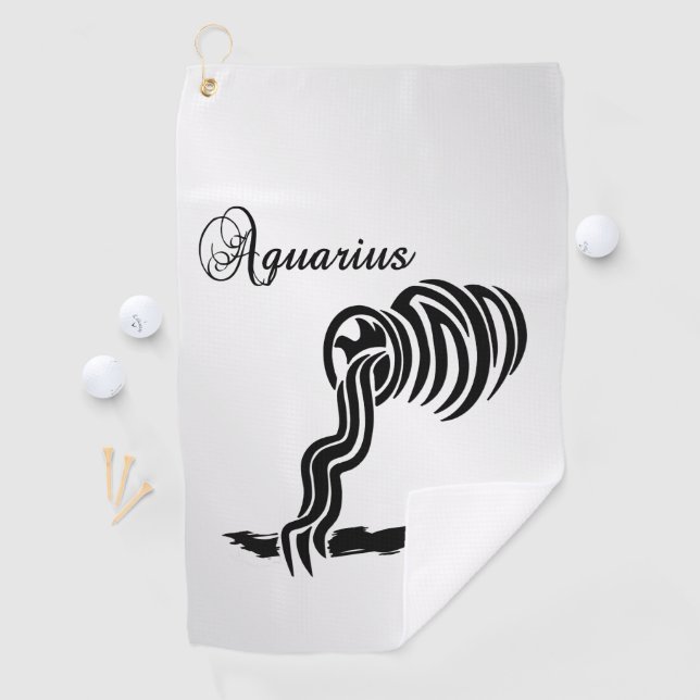 Aquarius Zodiac Sign and Symbol Golf Towel (InSitu)