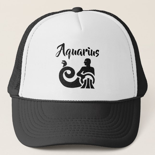 Aquarius Zodiac Sign Astrology Horoscope Trucker Hat (Front)