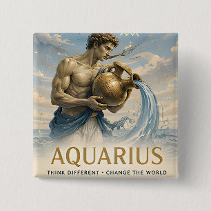 Aquarius Zodiac Sign Birthday Astrology Gift 2 Inch Square Button