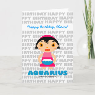 Aquarius Zodiac Sign Birthday Card