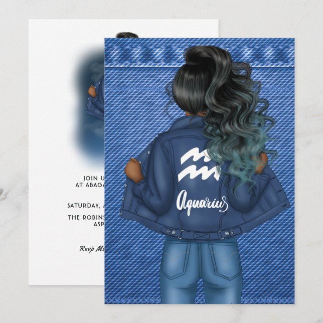 Aquarius Zodiac Sign Birthday Party Invitation (Front/Back)