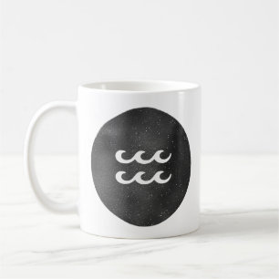 Aquarius Zodiac Sign Black and White Coffee Mug
