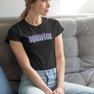 Aquarius Zodiac Sign Blue Power Colour T-Shirt