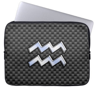 Aquarius Zodiac Sign Carbon Fiber Style Laptop Sleeve