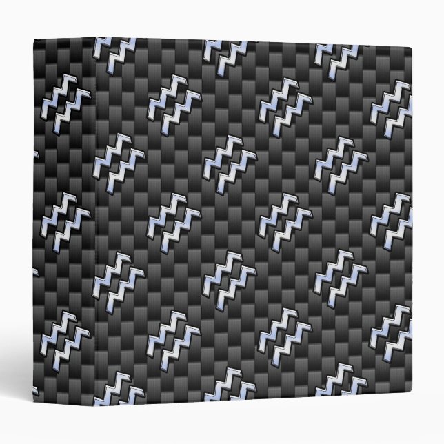 Aquarius Zodiac Sign Carbon Fibre Style Binder (Front/Spine)