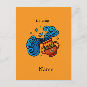 Aquarius Zodiac Sign Cartoon Illustration Postcard